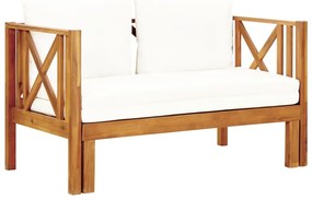 Banco de jardim 2 lugares c/ almofadões 122 cm acácia maciça
