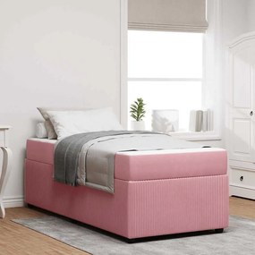 vidaXL Estrutura de cama com colchão Outros Rosa 90 x 190 cm Veludo