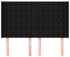 Cabeceira de cama c/ abas tecido 147x16x118/128 cm preto