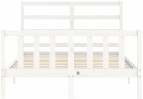 Cama sem colchão 140x200 cm madeira de pinho maciça branco