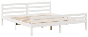 Cama com estante sem colchão 180x200 cm pinho maciço branco