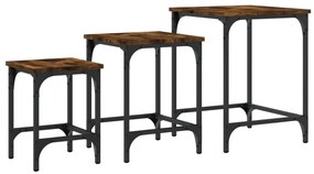 Mesas de centro encastrar 3 pcs deriv. madeira carvalho fumado