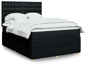 Cama com molas/colchão 160x200 cm tecido preto