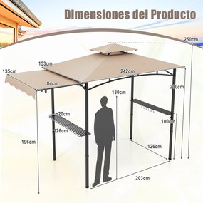 Tenda de Jardim para Churrasco, 318 x 153 cm (GRELHADOR NÃO INCLUIDO), Toldo Lateral, Bege