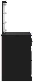 Toucador com luzes LED 90x42x132,5 cm preto