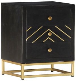 Mesa de cabeceira 40x30x50 cm mangueira maciça preto e dourado