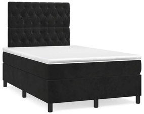 vidaXL Cama box spring c/ colchão e LED 120x190 cm couro artif. preto