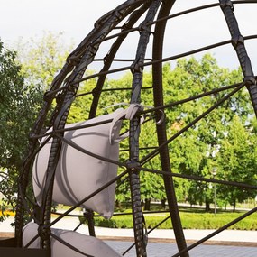 Cadeira Suspensa com Suporte Baloiço Jardim com Cesto Dobrável Almofada e Apoio de Cabeça 98x95x198 cm Cinzento
