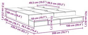 Cama de Armazenamento Branca 200x200 cm