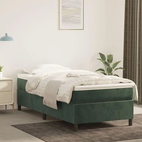 Estrutura de cama com molas 100x200 cm veludo verde-escuro