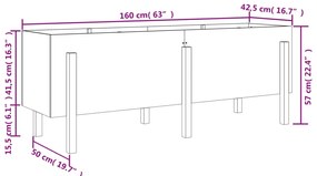 Canteiro elevado de jardim 160x50x57 cm pinho maciço branco