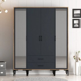 Roupeiro Kumsal RTR – Nogueira Antracite – 160x47,5x201,4 cm