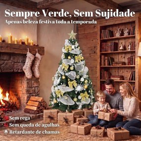 Árvore de Natal 180 cm com 200 luzes LED, 8 modos, 800 ramos e comando, verde
