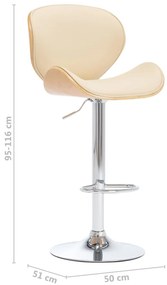Banco de bar couro artificial creme