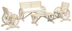 4 pcs conjunto lounge de jardim madeira de abeto maciça