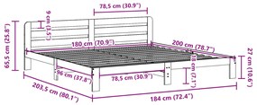 Cama sem colchão 180x200 cm madeira de pinho maciça branco