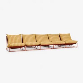 Sofá Modular De Jardim De 5 Peças Amaro Amarelo Mel - Vermelho Argila - Sklum