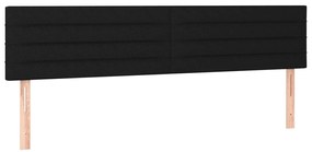 Cama box spring c/ colchão e LED 160x200 cm tecido preto