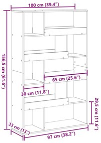 Divisória 100x33x156,5 cm derivados de madeira cinzento cimento