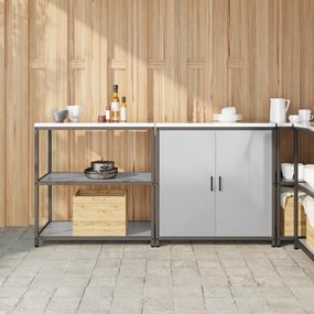 vidaXL Conjunto de Armazenamento de Cozinha com prateleira 2 pcs Prata