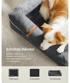 Cama ortopédica para cães com rebordo 91 x 71 x 25 cm Cinzento escuro