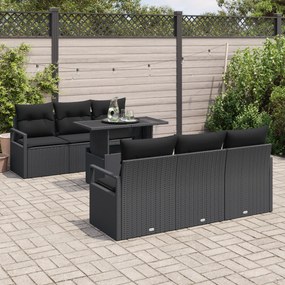 Conjunto de Sofá de Jardim vidaXL 7 Peças com Almofadas Ratan Poliéste