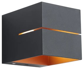Candeeiro de Parede Preto com Interior Dourado Incl. LED e Dimmer de Toque Recarregável - Joris Groove Moderno