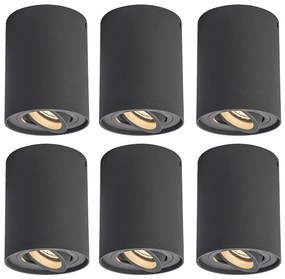 Conjunto de 6 focos inteligentes cinzento escuro com Wi-Fi GU10 - Rondoo up