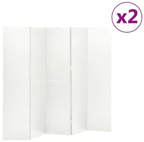 Divisórias/biombos com 5 painéis 2 pcs aço 200x180 cm branco