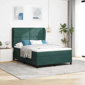 vidaXL Cama Box com colchão Verde Escuro 190 x 140 cm Poliéster