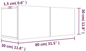 Móvel de TV 80x30x30 cm derivados de madeira cinzento sonoma