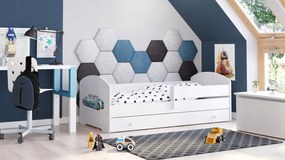 Cama infantil branca polícia com gaveta Luk 160x80 - colchão e estrado incluído