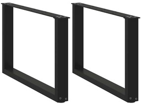 Pés para mesa de centro em formato de U, 2 peças, preto, 60x (42-43) c