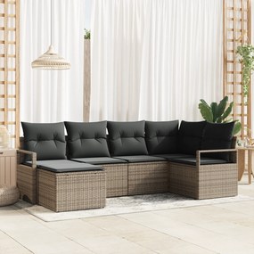 Conjunto de Sofá de Jardim vidaXL 6 Peças com Almofadas Cinza de Ratta