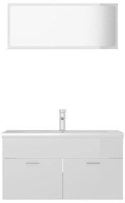 Conj. de móveis de casa de banho contraplacado branco brilhante