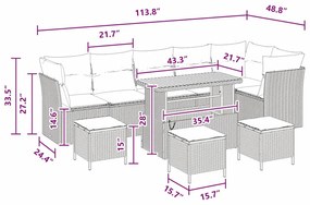 Conjunto de Sofá de Jardim com 10 Peças e Almofadas em Rattan Preto e