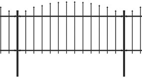 Cerca de jardim com topo em lanças (0,5-0,75)x6,8 m aço preto