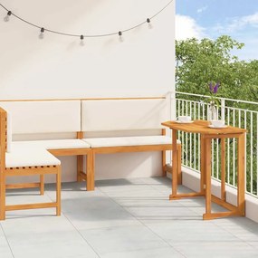 Conjunto de bistrô para o jardim com 3 peças e almofadas de madeira de acácia