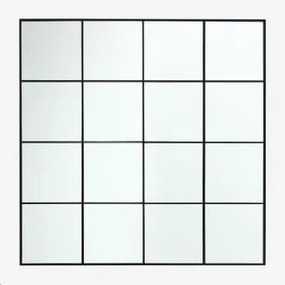 Espelho De Parede Com Efeito Janela De Metal Sofi (122x122 Cm) Preto - Sklum