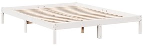 Cama extra longa sem colchão 140x220 cm pinho maciço branco