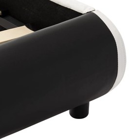 Estrutura de cama com LED 100x200 cm couro artificial preto