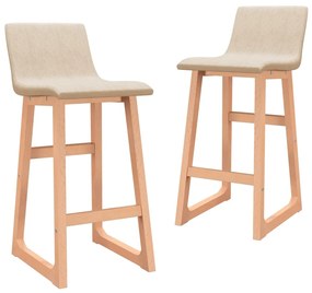 vidaXL Bancos de bar 2 pcs tecido cor creme