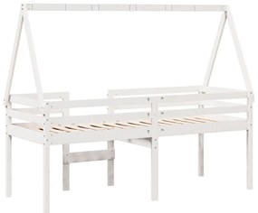 Cama alta com telhado 90x190 cm pinho maciço branco