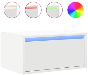 Mesas de cabeceira de parede com luzes LED 2 pcs branco