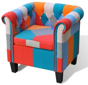 vidaXL Poltrona de tecido com design de retalhos