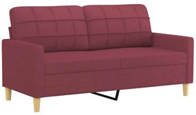 Sofá 2 lug. + almofadas decorativas 140cm tecido vermelho tinto