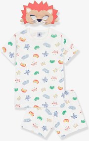 Pijama curto com máscara Petit Bateau para criança branco