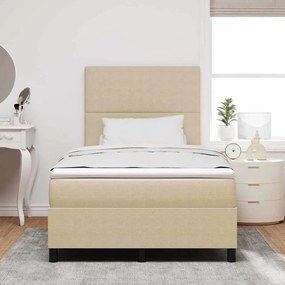 Cama Box Spring com Colchão &amp; Luz LED Verde Cinza 120x200 cm Tecido Co