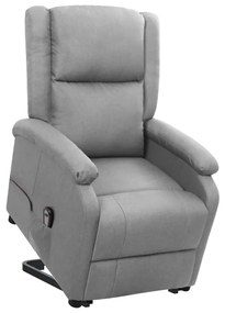 vidaXL Poltrona elevatória tecido cinzento-claro