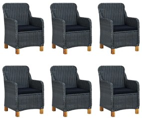 7 pcs conjunto de jantar para jardim cinzento-escuro